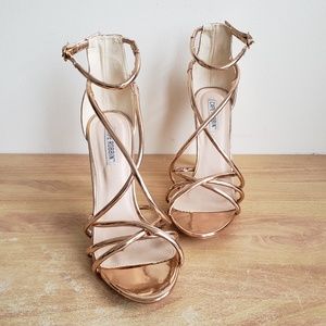 CAPE ROBBIN Rose Gold Strappy Heels // Size 8